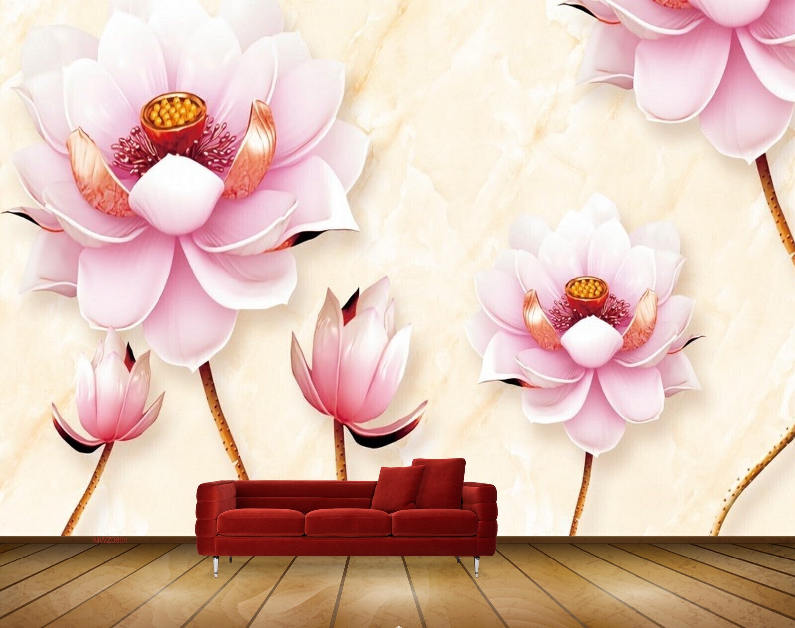 Avikalp MWZ0601 Pink White Flowers HD Wallpaper