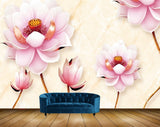 Avikalp MWZ0601 Pink White Flowers 3D HD Wallpaper