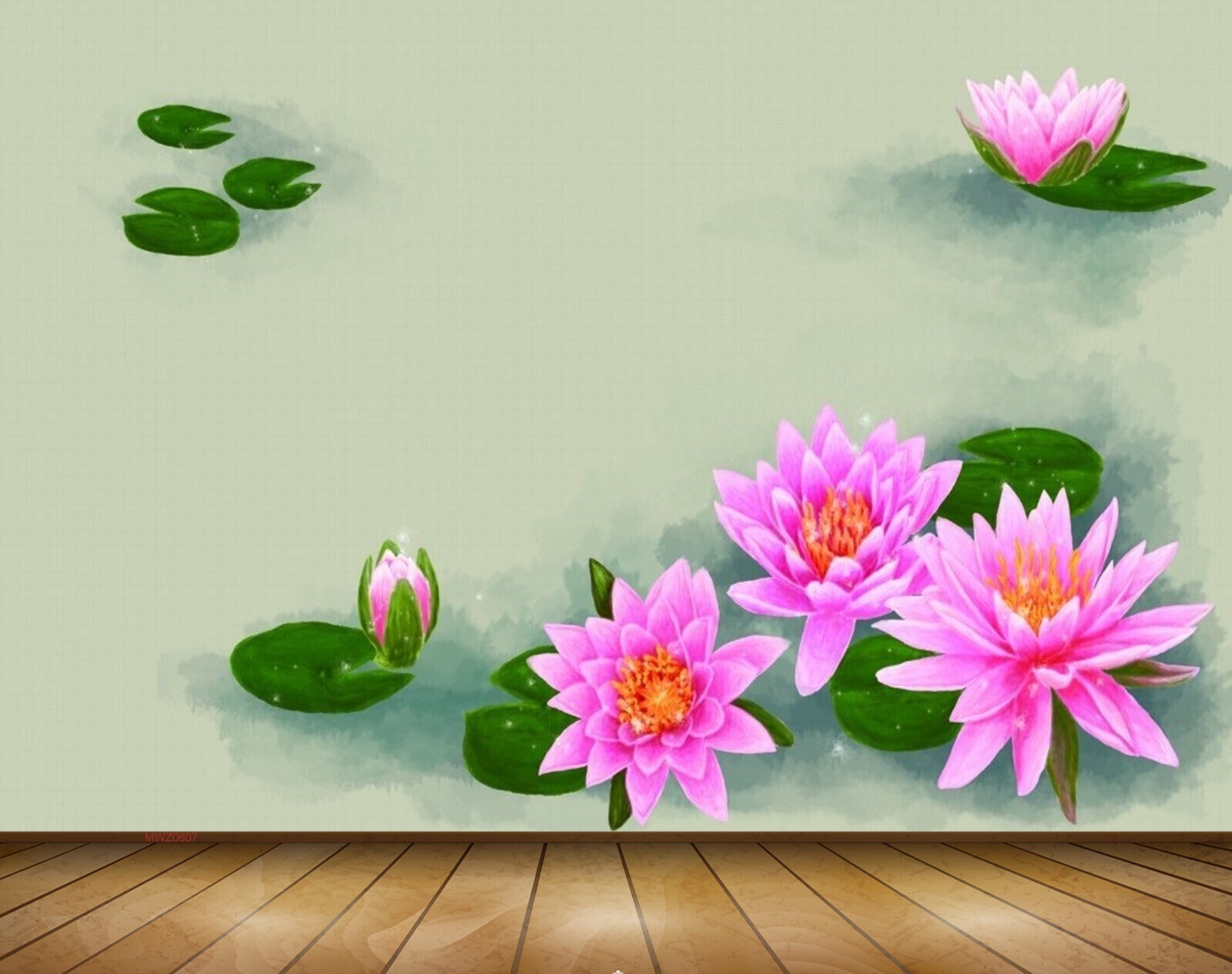 Avikalp MWZ0607 Pink Flowers Leaves 3D HD Wallpaper
