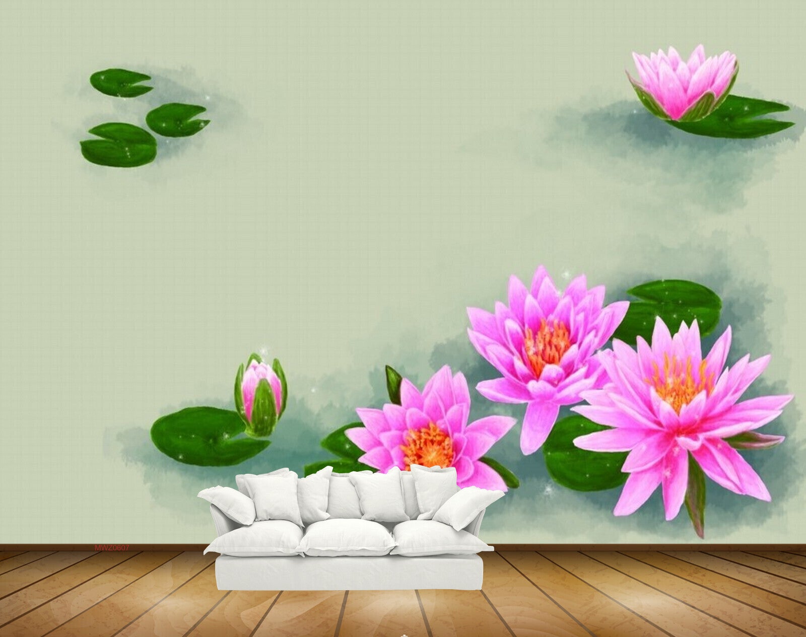 Avikalp MWZ0607 Pink Flowers Leaves 3D HD Wallpaper