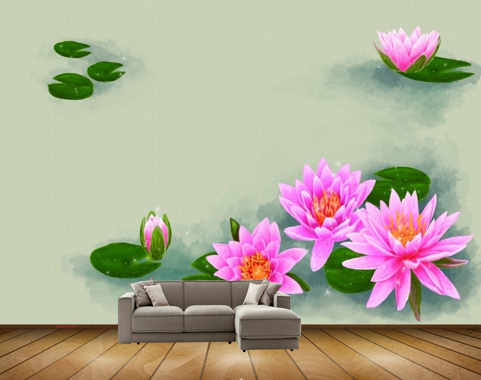 Avikalp MWZ0607 Pink Flowers Leaves 3D HD Wallpaper