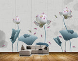 Avikalp MWZ0608 Pink White Fishes Flies Leaves 3D HD Wallpaper