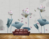 Avikalp MWZ0608 Pink White Fishes Flies Leaves 3D HD Wallpaper