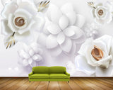 Avikalp MWZ0611 White Flowers Leaves HD Wallpaper