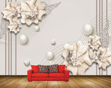 Avikalp MWZ0612 Golden Flowers Leaves 3D HD Wallpaper