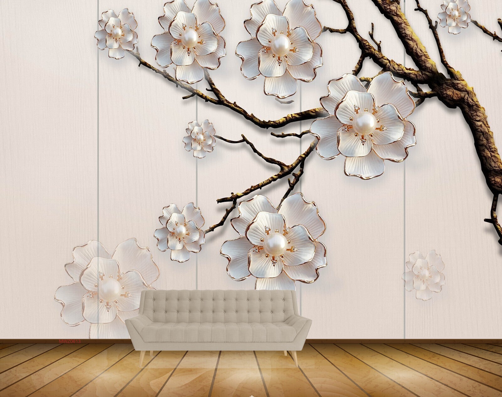 Avikalp MWZ0613 White Flowers Branch HD Wallpaper