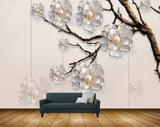 Avikalp MWZ0613 White Flowers Branch 3D HD Wallpaper