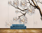 Avikalp MWZ0613 White Flowers Branch 3D HD Wallpaper