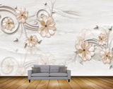 Avikalp MWZ0614 Golden Flowers Leaves 3D HD Wallpaper