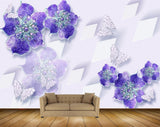 Avikalp MWZ0615 Purple Flowers 3D HD Wallpaper