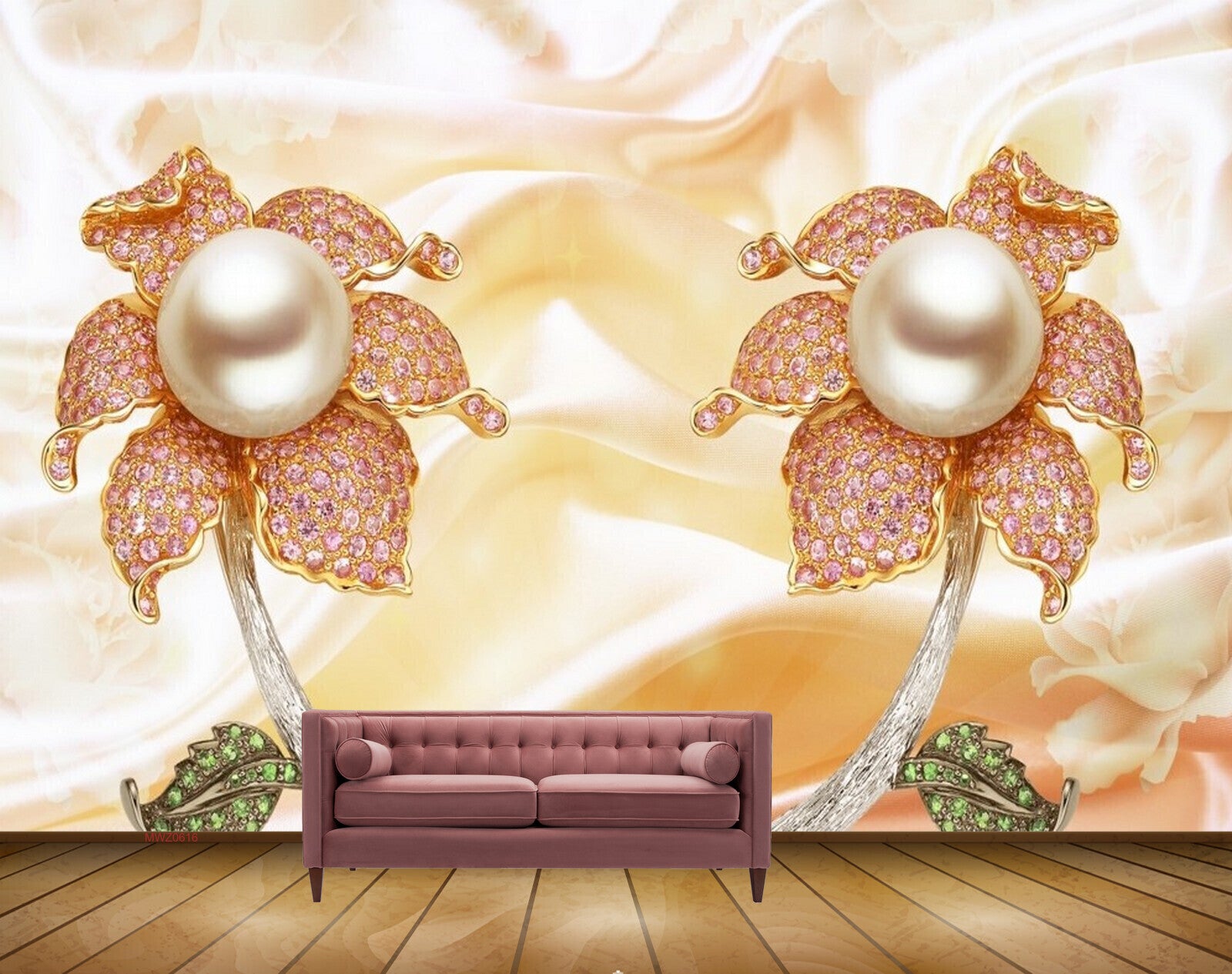 Avikalp MWZ0616 Pinkish Pearl Flowers 3D HD Wallpaper