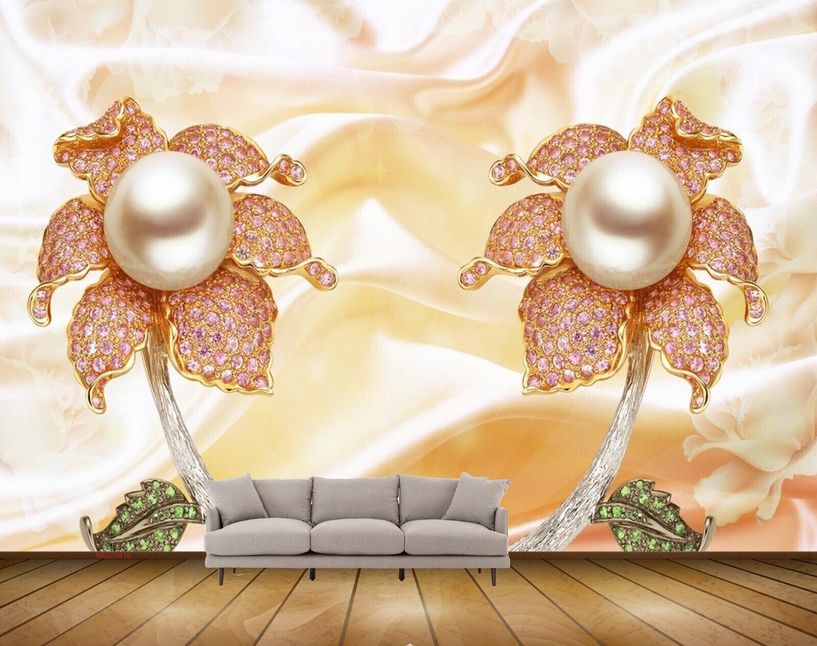 Avikalp MWZ0616 Pinkish Pearl Flowers 3D HD Wallpaper
