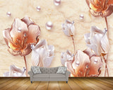 Avikalp MWZ0619 White Golden Flowers 3D HD Wallpaper