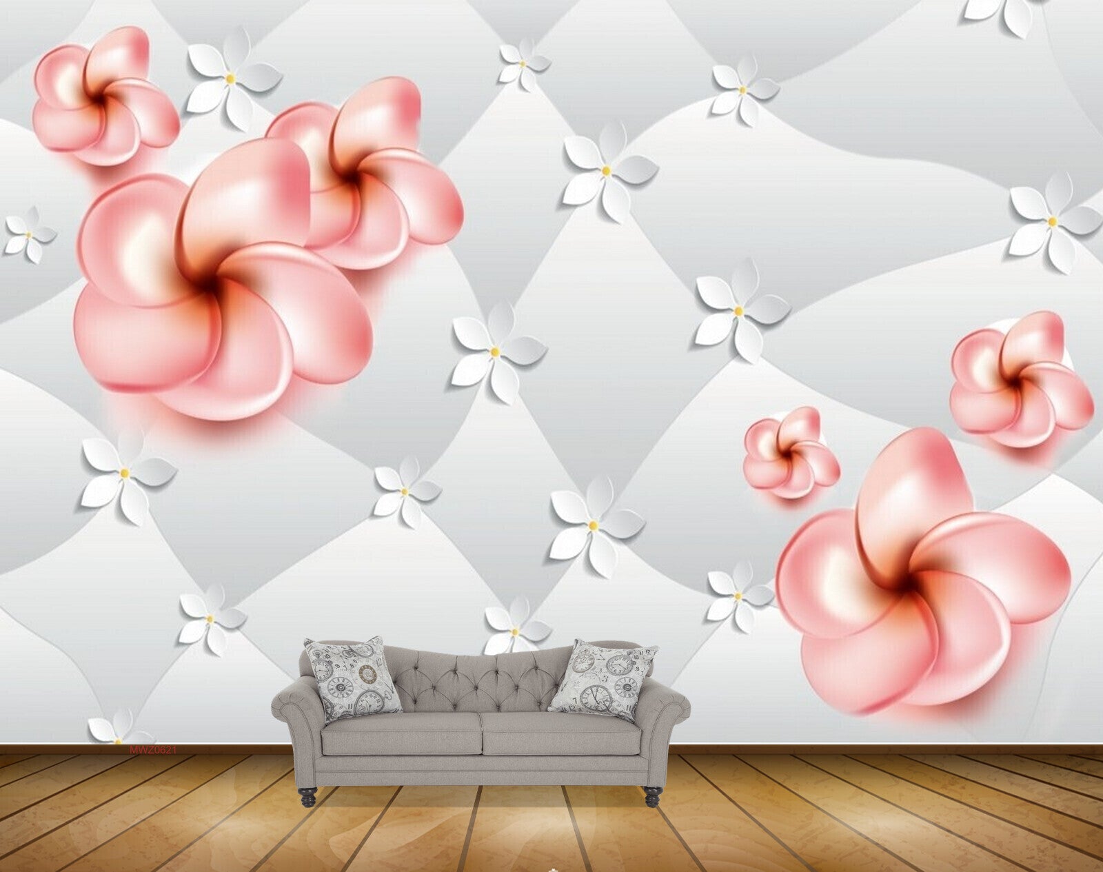 Avikalp MWZ0621 Pink White Flowers HD Wallpaper