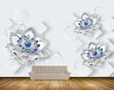 Avikalp MWZ0625 Blue White Flowers 3D HD Wallpaper