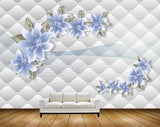 Avikalp MWZ0627 Blue Flowers Leaves 3D HD Wallpaper