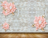 Avikalp MWZ0631 Pink Rose Flowers leaves 3D HD Wallpaper