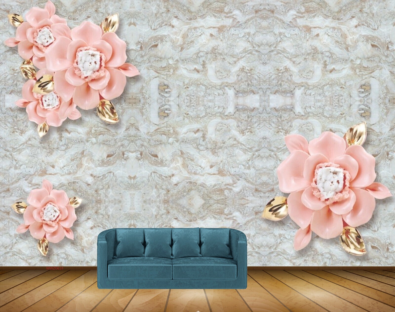 Avikalp MWZ0631 Pink Rose Flowers leaves 3D HD Wallpaper