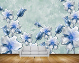 Avikalp MWZ0633 Blue White Flowers HD Wallpaper