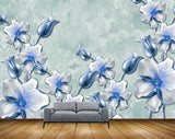 Avikalp MWZ0633 Blue White Flowers 3D HD Wallpaper