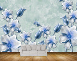 Avikalp MWZ0633 Blue White Flowers 3D HD Wallpaper