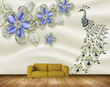 Avikalp MWZ0638 Peacock Blue Flowers 3D HD Wallpaper