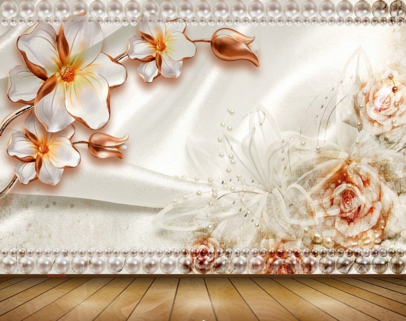 Avikalp MWZ0639 White Orange Roses Flowers 3D HD Wallpaper