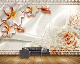Avikalp MWZ0639 White Orange Roses Flowers 3D HD Wallpaper