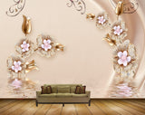 Avikalp MWZ0640 White Golden Flowers HD Wallpaper