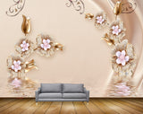 Avikalp MWZ0640 White Golden Flowers 3D HD Wallpaper