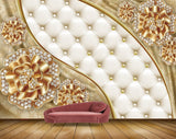 Avikalp MWZ0641 Golden White Flowers 3D HD Wallpaper