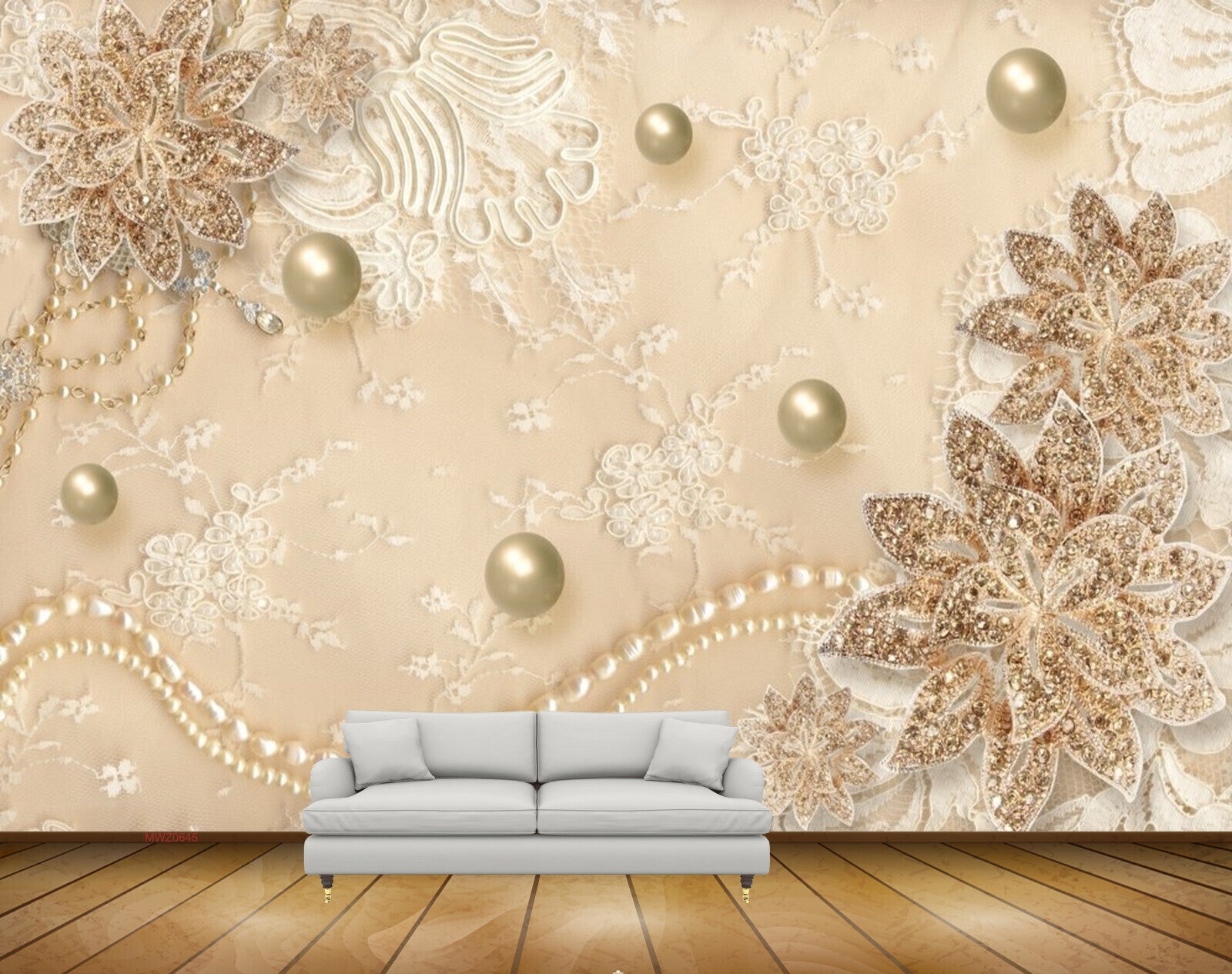 Avikalp MWZ0645 Golden Flowers 3D HD Wallpaper