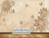 Avikalp MWZ0645 Golden Flowers 3D HD Wallpaper