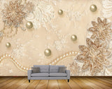 Avikalp MWZ0645 Golden Flowers 3D HD Wallpaper