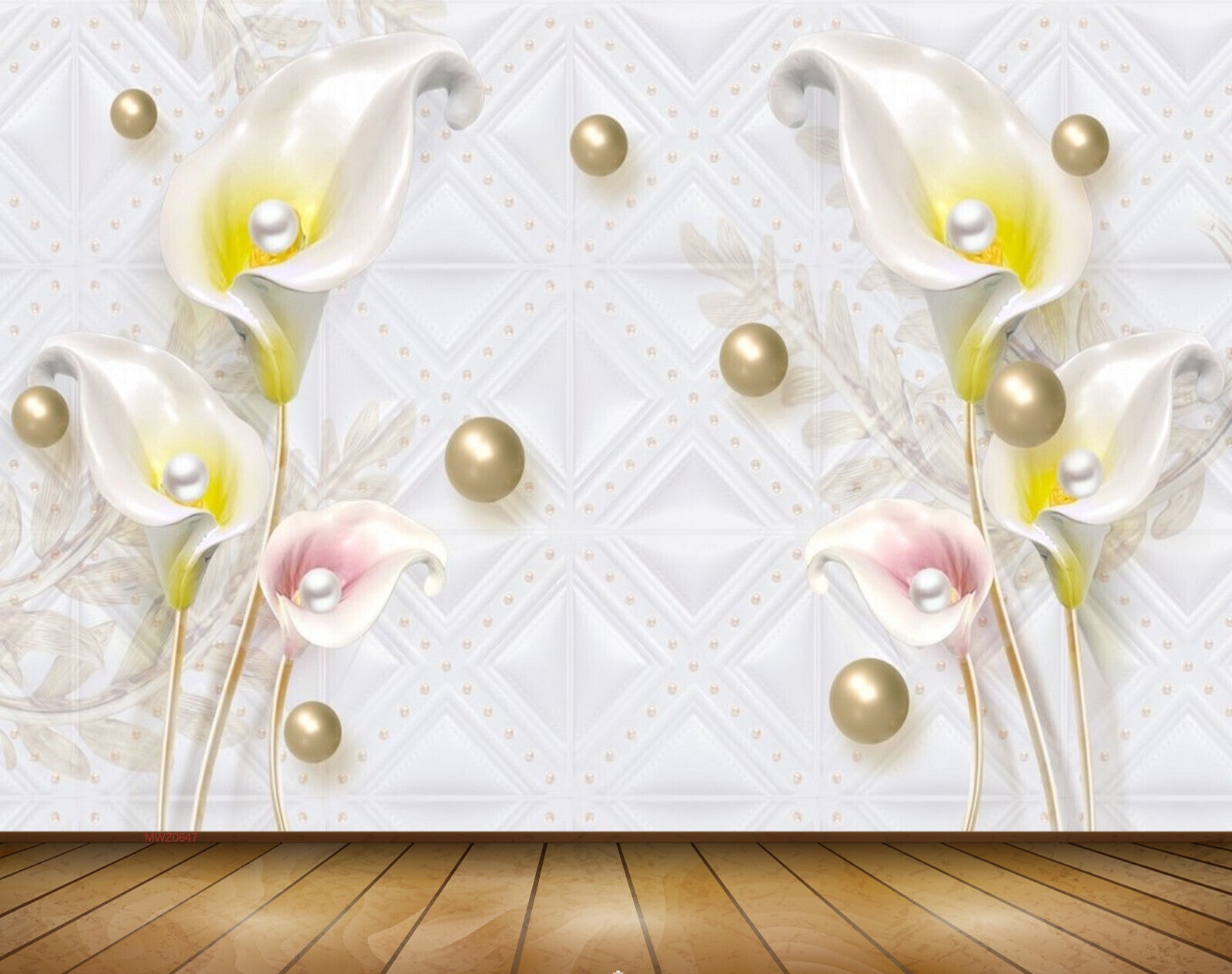 Avikalp MWZ0647 White Pink Yellow Flowers 3D HD Wallpaper