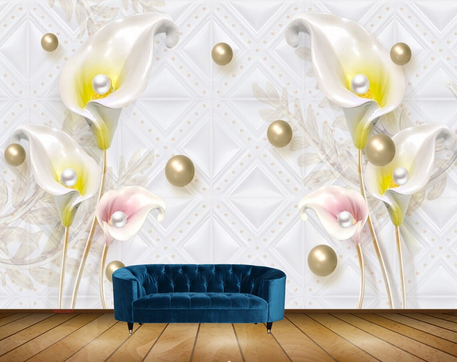 Avikalp MWZ0647 White Pink Yellow Flowers 3D HD Wallpaper