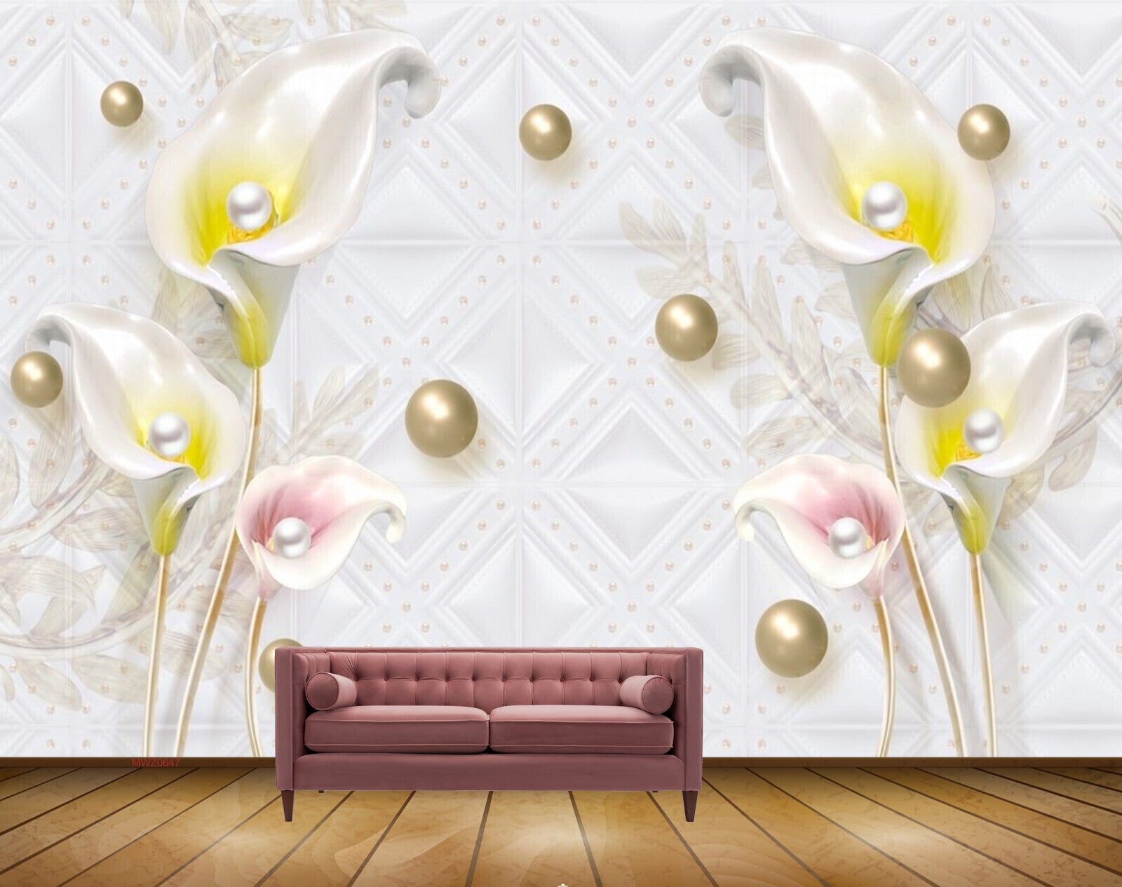 Avikalp MWZ0647 White Pink Yellow Flowers 3D HD Wallpaper