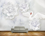 Avikalp MWZ0650 White Flowers Crane 3D HD Wallpaper