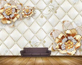 Avikalp MWZ0656 Golden Silver Flowers 3D HD Wallpaper