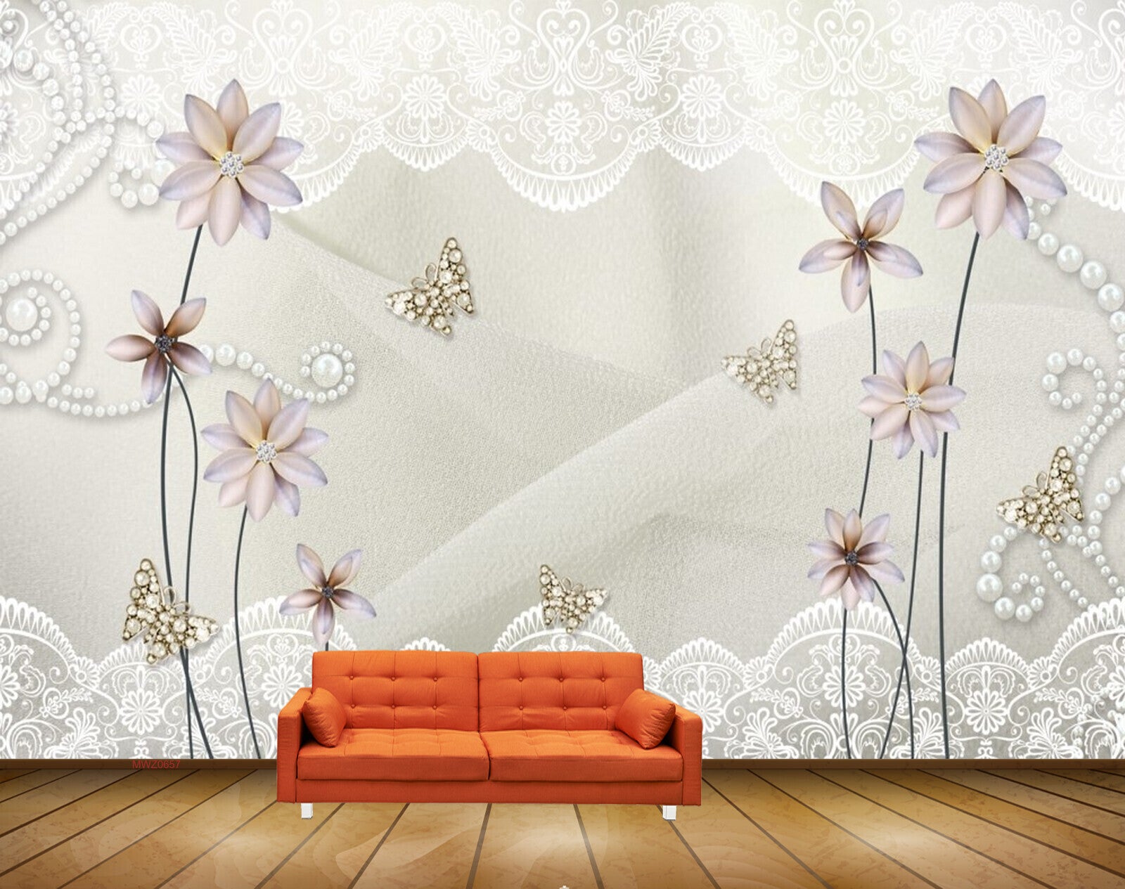 Avikalp MWZ0657 White Flowers Butterflies HD Wallpaper