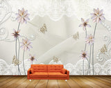 Avikalp MWZ0657 White Flowers Butterflies HD Wallpaper