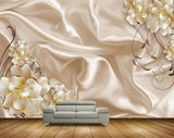 Avikalp MWZ0660 White Golden Flowers 3D HD Wallpaper