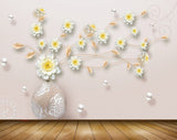 Avikalp MWZ0664 White Yellow Flowers 3D HD Wallpaper