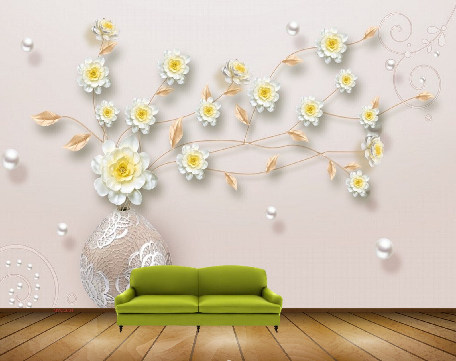 Avikalp MWZ0664 White Yellow Flowers 3D HD Wallpaper