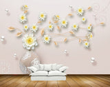 Avikalp MWZ0664 White Yellow Flowers 3D HD Wallpaper