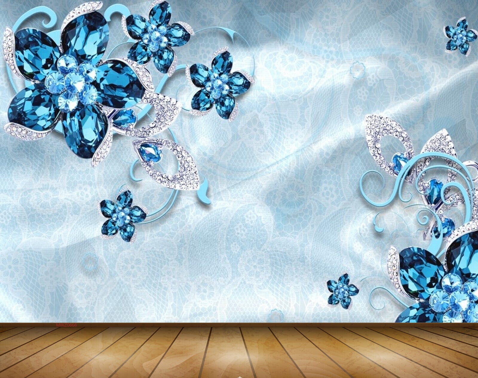 Avikalp MWZ0666 Blue Flowers 3D HD Wallpaper