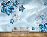 Avikalp MWZ0666 Blue Flowers 3D HD Wallpaper