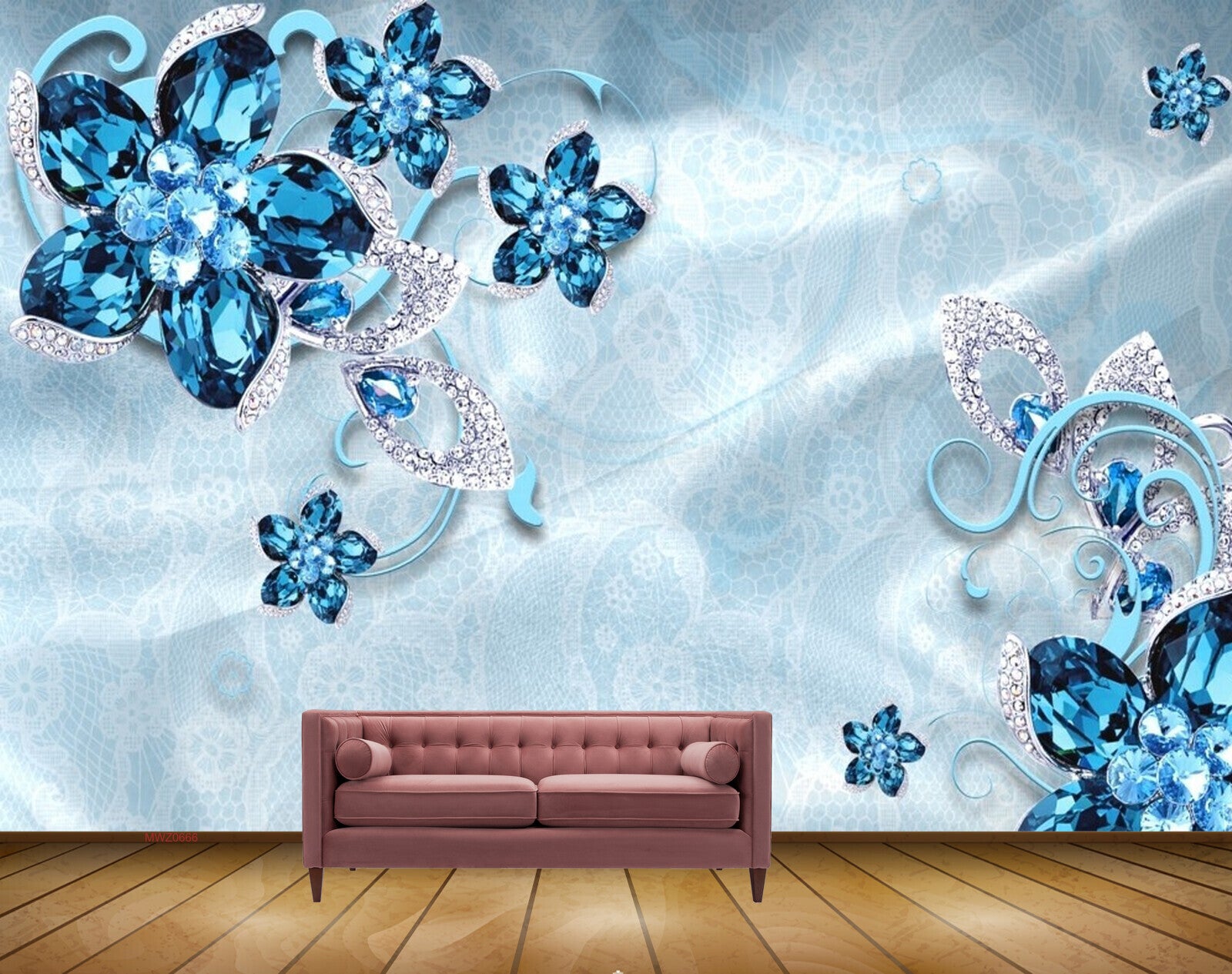 Avikalp MWZ0666 Blue Flowers 3D HD Wallpaper