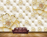 Avikalp MWZ0667 White Golden Flowers 3D HD Wallpaper
