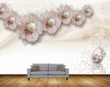 Avikalp MWZ0669 Peach Flowers Swan 3D HD Wallpaper